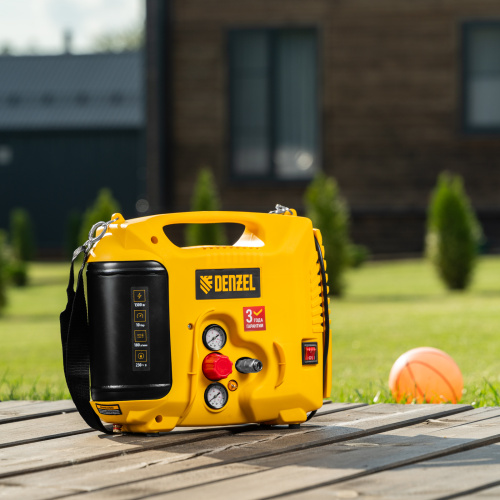 Компрессор воздушный DL1300, 10 бар, 1,3 кВт 180 л/мин 5 л, с набором аксессуаров Denzel по ценам производителя в Москве с доставкой по всей России