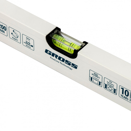 Уровень алюминиевый, 1200 мм, фрезерованный, 3 глазка, магнитный Gross по ценам производителя в Москве с доставкой по всей России