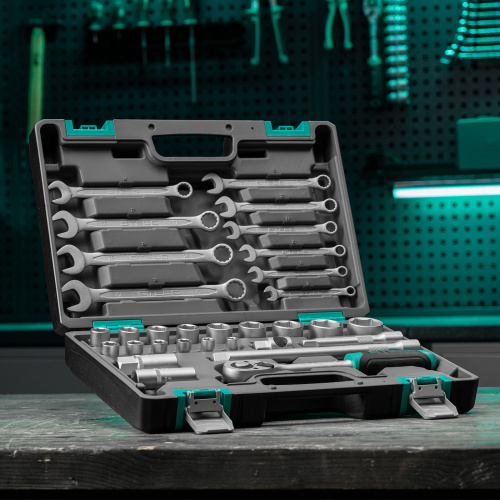 Набор инструментов, 1/2", CrV, пластиковый кейс 31 предмет Stels по ценам производителя в Москве с доставкой по всей России