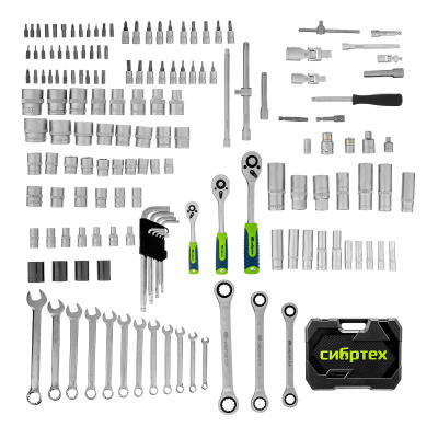Набор инструментов, 1/2", 3/8", 1/4", пластиковый кейс 160 предм. Сибртех по ценам производителя в Москве с доставкой по всей России