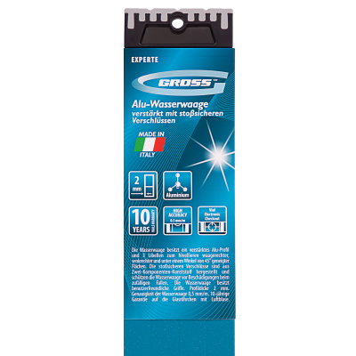 Уровень алюминиевый, 1800 мм, усиленный с ударопрочными заглушками, рукоятки, 3 глазка Gross по ценам производителя в Москве с доставкой по всей России