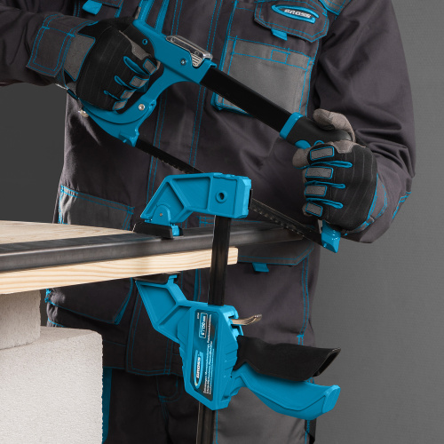 Струбцина реечная, быстрозажимная, пистолетного типа, пошаговый механизм, пластиковый корпус, 150 мм Gross по ценам производителя в Москве с доставкой по всей России