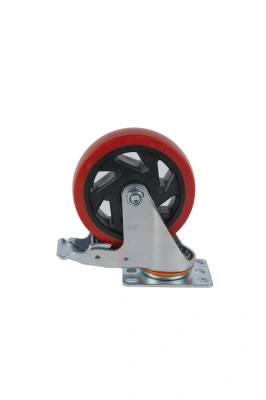 Колесо поворотное усиленное полиуретан SCBM 55 125 мм с тормозом по ценам производителя в Москве с доставкой по всей России