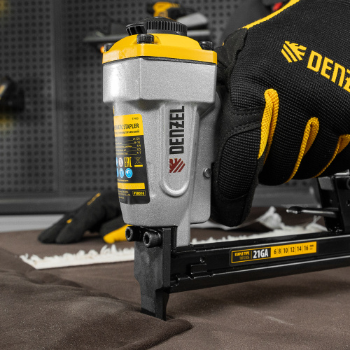 Степлер пневматический PS8016 для прямоугольных скоб 21GA от 6 до 16 мм Denzel по ценам производителя в Москве с доставкой по всей России