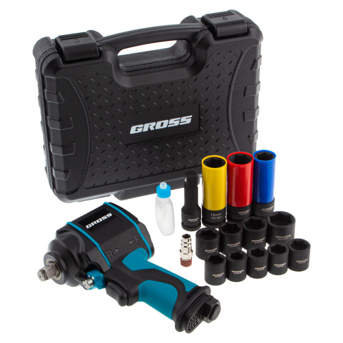 Гайковерт пневматический ударный G985K2, 1/2, 610Нм 9000 об/мин, с набором 17 предметов Gross по ценам производителя в Москве с доставкой по всей России