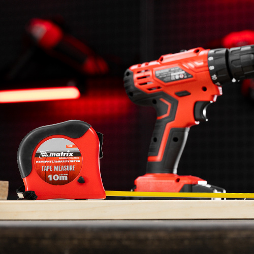 Рулетка Double fixation,10 м х 25 мм,обрезиненный корпус,двойная плавная фиксация Matrix по ценам производителя в Москве с доставкой по всей России