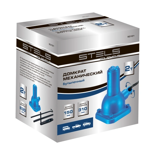 Домкрат механический бутылочный, 2 т, h подъема 150-310 мм, 2 части (домкрат, ручка) Stels по ценам производителя в Москве с доставкой по всей России