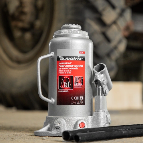Домкрат гидравлический бутылочный, 15 т, высота подъема 230-460 мм Matrix по ценам производителя в Москве с доставкой по всей России