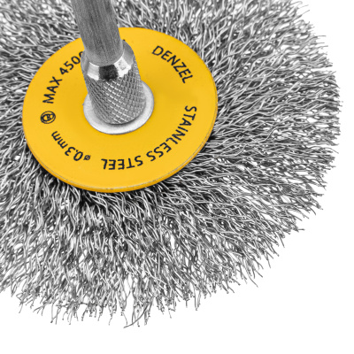 Набор щеток для дрели, 5 Плоских 25-38-50-63-75 мм, шпилька, нерж. вит. проволока Denzel по ценам производителя в Москве с доставкой по всей России
