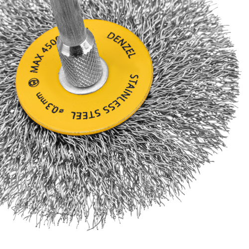 Набор щеток для дрели, 5 Плоских 25-38-50-63-75 мм, шпилька, нерж. вит. проволока Denzel по ценам производителя в Москве с доставкой по всей России