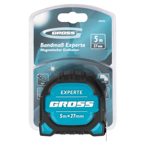 Рулетка Experte,5 м x 27 мм,двухкомпонентный корпус,магнит,двухсторонняя разметка,нейлон Gross по ценам производителя в Москве с доставкой по всей России