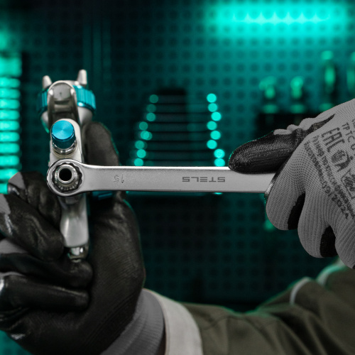 Ключ комбинированный, 15 мм, CrV, матовый хром Stels по ценам производителя в Москве с доставкой по всей России