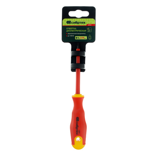 Отвертка диэлектрическая SL3 х 75 мм, CrV, до 1000 В, двухкомпонентная рукоятка Сибртех по ценам производителя в Москве с доставкой по всей России