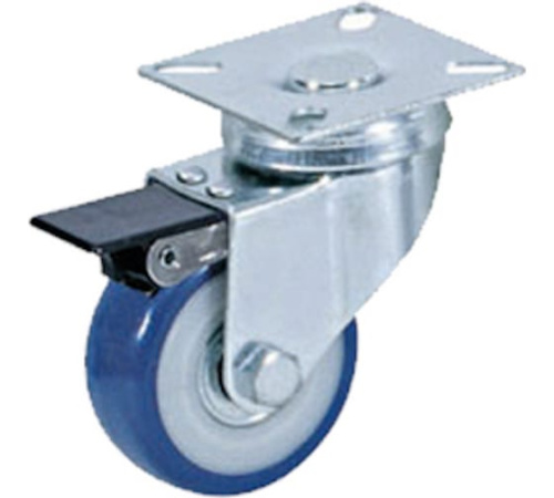 Колесо аппаратное поворотное SCvb 25 50 мм с тормозом (синяя резина) по ценам производителя в Москве с доставкой по всей России