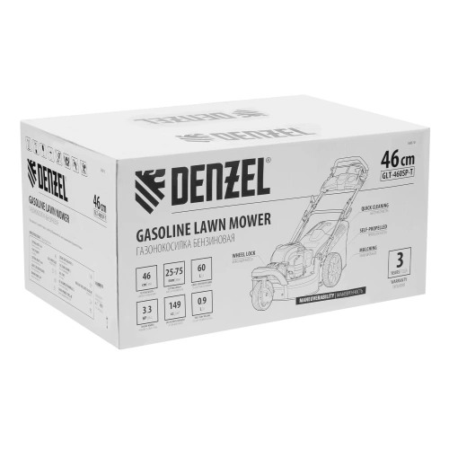 Бензиновая газонокосилка GLT-460SP-T, Trike 149 см3, 46 см, привод, панель, 60л Denzel по ценам производителя в Москве с доставкой по всей России