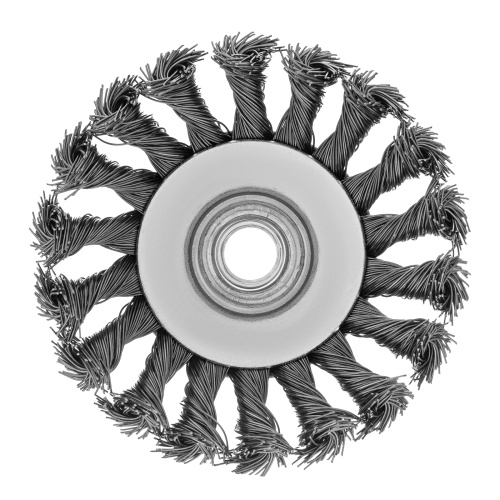 Щетка для УШМ, 100 мм, М14, "тарелка", крученая проволока 0.5 мм Matrix по ценам производителя в Москве с доставкой по всей России