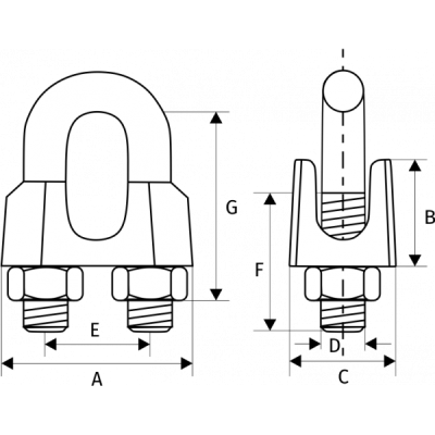 Зажим для троса DIN 741, D = 12/13 мм по ценам производителя в Москве с доставкой по всей России