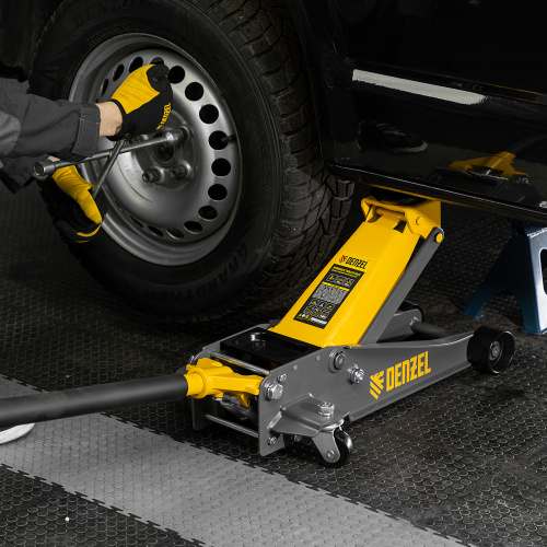 Домкрат гидравлический подкатной, 3 т, 125-470 мм, быстрый подъем, проф. Denzel по ценам производителя в Москве с доставкой по всей России