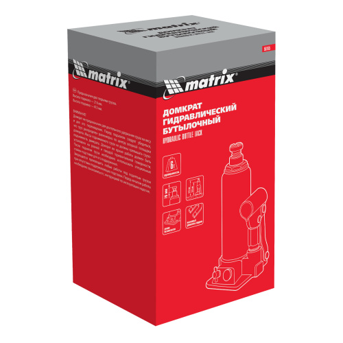 Домкрат гидравлический бутылочный, 6 т, h подъема 216-413 мм Matrix по ценам производителя в Москве с доставкой по всей России