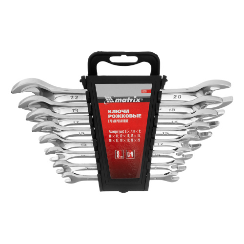Набор ключей рожковых 8 шт, 6-22мм, CrV, Elliptical, зеркальное хромирование Matrix по ценам производителя в Москве с доставкой по всей России