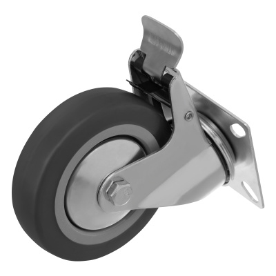 Колесо поворотное с тормозом D 100 мм, крепление  платформенное Сибртех по ценам производителя в Москве с доставкой по всей России