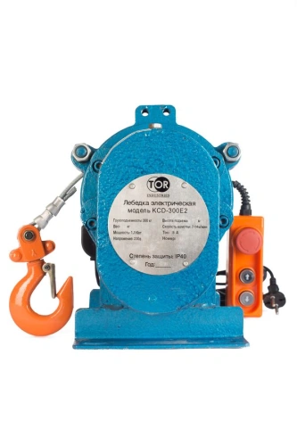 Лебедка электрическая  300 кг  30 м с канатом 220 В TOR KCD по ценам производителя в Москве с доставкой по всей России
