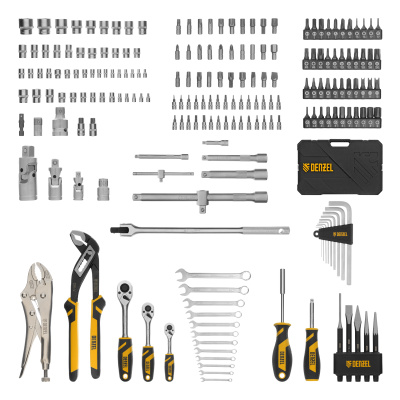 Набор инструментов, 1/2", 3/8", 1/4", CrV, S2, пластиковый кейс, 232 предмета Denzel по ценам производителя в Москве с доставкой по всей России