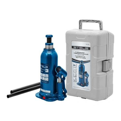 Домкрат гидравлический бутылочный, 6 т, h подъема 207-404 мм, в пластиковом кейсе Stels по ценам производителя в Москве с доставкой по всей России