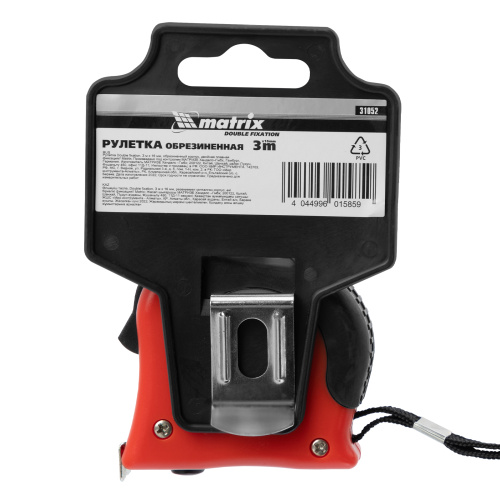 Рулетка Double fixation,3 м х 16 мм,обрезиненный корпус,двойная плавная фиксация Matrix по ценам производителя в Москве с доставкой по всей России