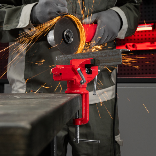 Тиски слесарные, 80 мм, настольные, поворотные, c наковальней MTX по ценам производителя в Москве с доставкой по всей России