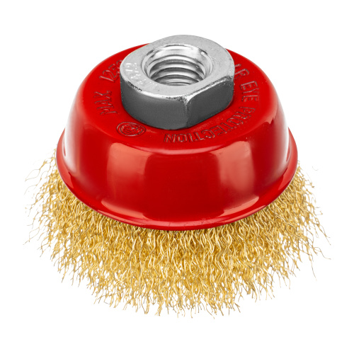 Щетка для УШМ, 65 мм, М14, "чашка", латунированная витая проволока Matrix по ценам производителя в Москве с доставкой по всей России