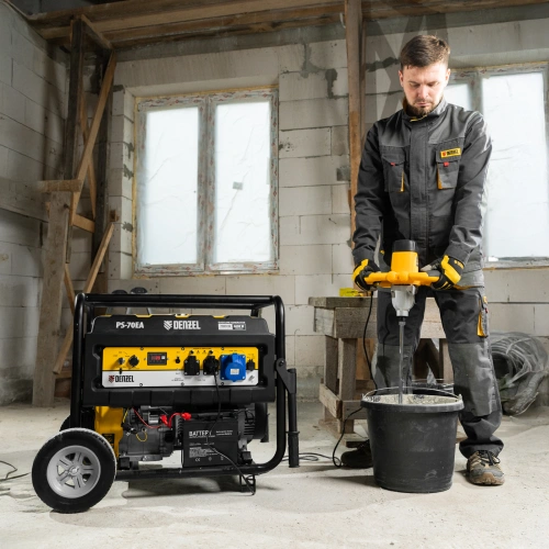 Генератор бензиновый PS 70 EA, 7.0 кВт, 230 В, 25 л, коннектор автоматики, электростартер Denzel по ценам производителя в Москве с доставкой по всей России