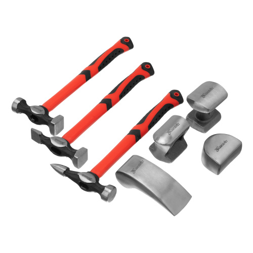 Набор рихтовочный, 3 молотка с фибергласовыми ручками, 4 наковальни, пластиковый бокс Matrix по ценам производителя в Москве с доставкой по всей России