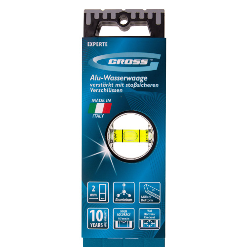 Уровень алюминиевый, 1000 мм, усиленный с ударопрочными заглушками, рукоятки, 3 глазка Gross по ценам производителя в Москве с доставкой по всей России