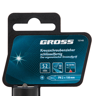 Отвертка PH2 x 150 мм, S2, трехкомпонентная ручка Gross по ценам производителя в Москве с доставкой по всей России