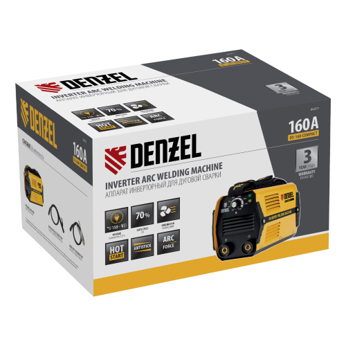 Аппарат инверторный дуговой сварки DS-160 Compact, 160 А, ПВ 70%, диаметр электрода 1.6-3.2 мм Denzel по ценам производителя в Москве с доставкой по всей России