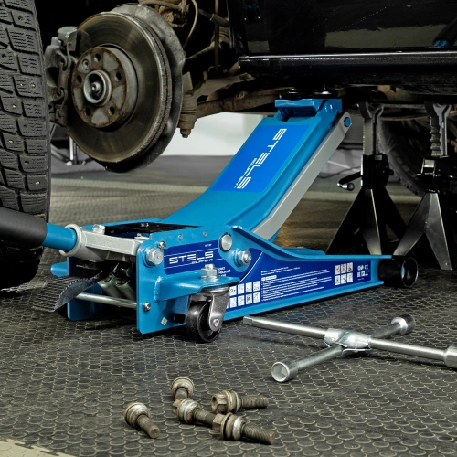 Домкрат гидравлический подкатной 3 т, быстрый подъем, Low profile quick lift, 75-505 мм, профессиональный STELS по ценам производителя в Москве с доставкой по всей России