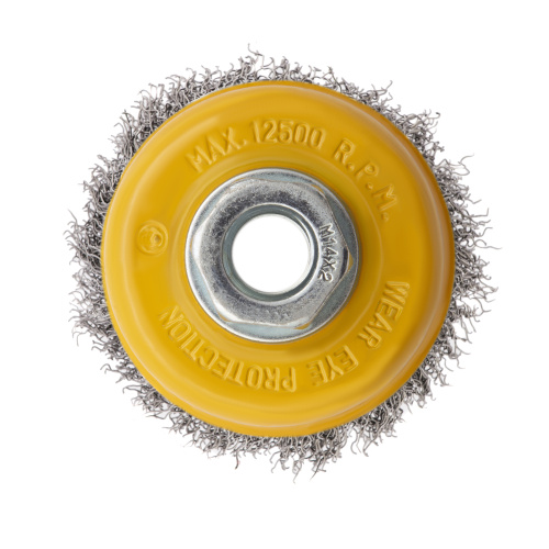 Щетка для УШМ, 75 мм, "Чашка", витая нержавеющая проволока 0.3 мм, М14 Denzel по ценам производителя в Москве с доставкой по всей России