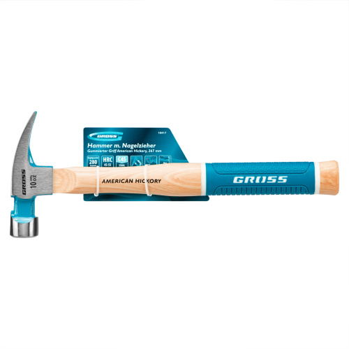 Молоток-гвоздодер, 280 г, угол 75, магнит, обрезиненная рукоятка American hickory GROSS по ценам производителя в Москве с доставкой по всей России