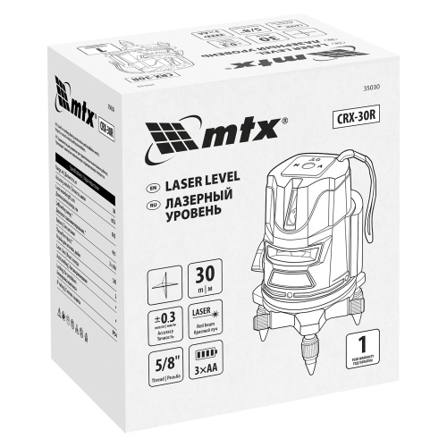 Лазерный уровень CRX-30R, 30 м, красный луч, батарейки, резьба 5/8" MTX по ценам производителя в Москве с доставкой по всей России