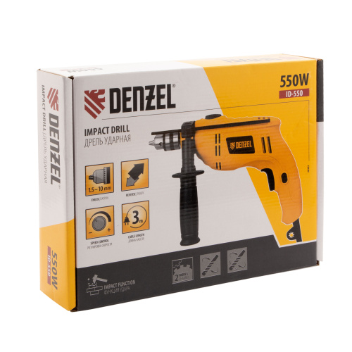 Дрель ударная ID-550, 550 Вт, 0-2900 об/мин, 46400 уд/мин Denzel по ценам производителя в Москве с доставкой по всей России