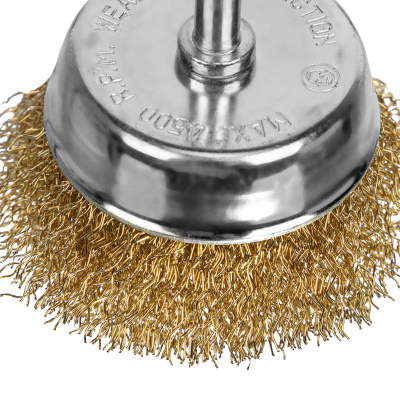 Щетка для дрели, 65 мм, "чашка" со шпилькой, латунированная витая проволока Matrix по ценам производителя в Москве с доставкой по всей России