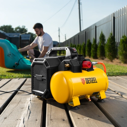 Компрессор  DLS750/6 безмасляный малошумный 750 Вт, 140 л/мин,ресивер 6 л Denzel по ценам производителя в Москве с доставкой по всей России