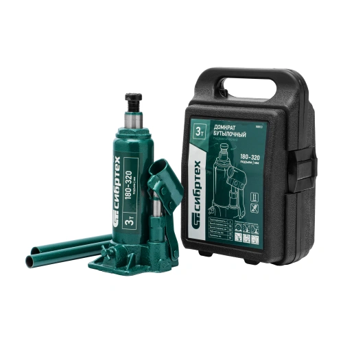 Домкрат гидравлический бутылочный, 3 т, 180-320 мм, в пласт. кейсе Сибртех по ценам производителя в Москве с доставкой по всей России