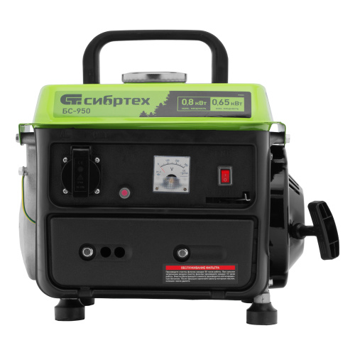Генератор бензиновый БС-950, 0.8 кВт, 230 В, 2-х тактный, 4 л, ручной стартер Сибртех по ценам производителя в Москве с доставкой по всей России
