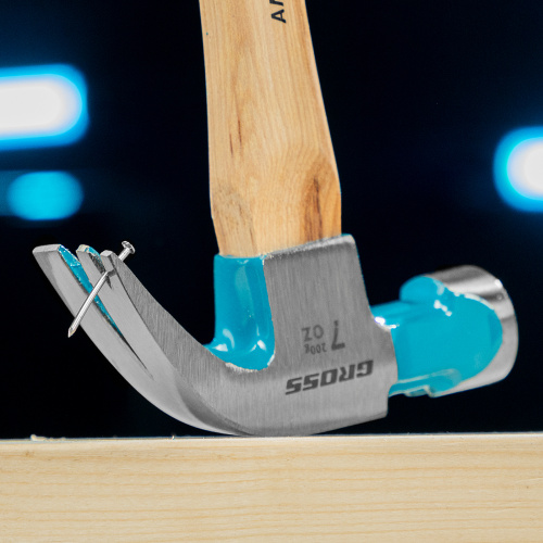 Молоток-гвоздодер, 200 г, угол 45, магнит, обрезиненная рукоятка American hickory GROSS по ценам производителя в Москве с доставкой по всей России