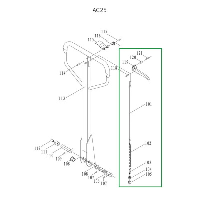 Тяга цепная в сборе для ручки гидравлических тележек JC20 по ценам производителя в Москве с доставкой по всей России