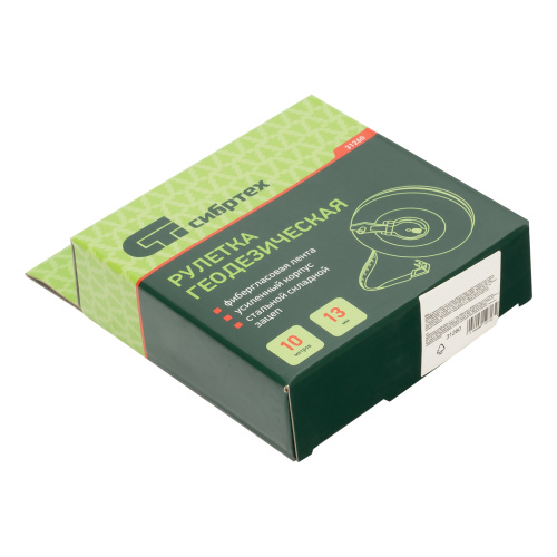 Рулетка геодезическая 10 м х 13 мм, закрытый корпус, фибергласовая лента Сибртех по ценам производителя в Москве с доставкой по всей России