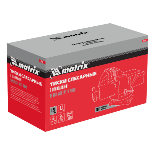 Тиски слесарные, 125 мм, поворотные, с наковальней Matrix по ценам производителя в Москве с доставкой по всей России