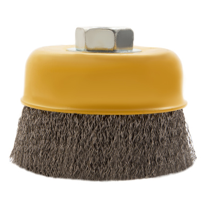 Щетка для УШМ, 75 мм, "Чашка", витая нержавеющая проволока 0.3 мм, М14 Denzel по ценам производителя в Москве с доставкой по всей России